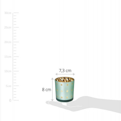 Waxinelichtje Duco H 8cm glas goud zilver