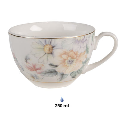 Kop en schotel 250 ml roze wit keramiek