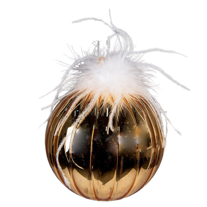 Kerstbal 4 stuks Ø 12 cm goudkleurig wit glas
