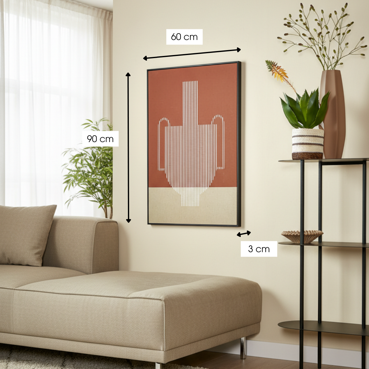 Wanddecoratie 90x60x3 cm donkerbruin
