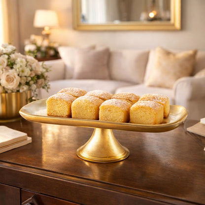 Gold cake stand on foot small model 27.5x14.5x10cm