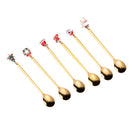 Koffielepels 6 stuks goudkleurig metaal 15 cm