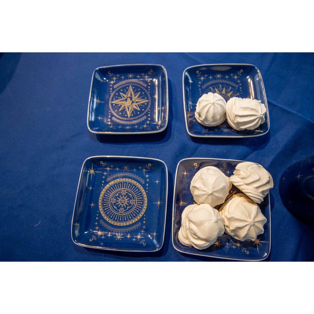 Kopjes set van 4 blauw porselein 12x12x2 cm