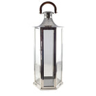 Large Glass Lantern 33x28x80 Cm With Wooden Handle