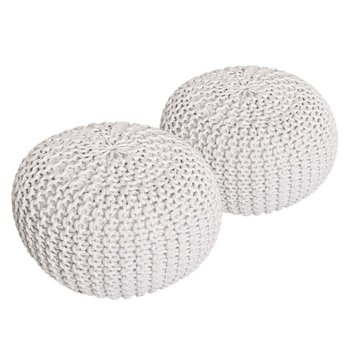 Poef set 2 stuks Ø55x37 cm grofgebreid