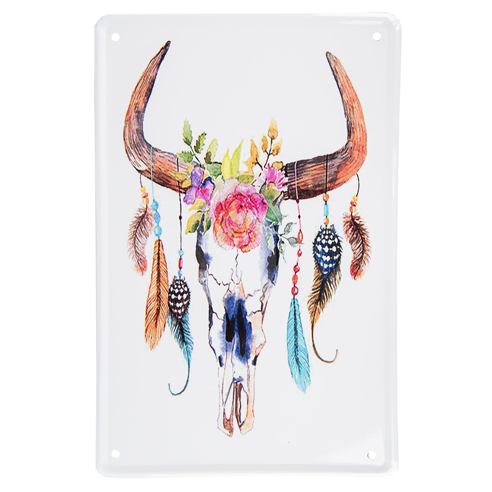 Wall Decoration 20x30 cm White Brown Metal Wall Decor