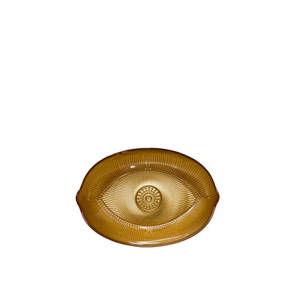 Ovale schaal goudkleurig glas 15x21x4,5 cm