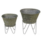 Plant Holder Set 2 Grey Metal Plant Stand