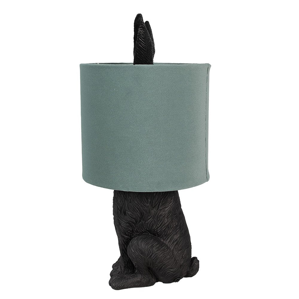 Tafellamp konijn 43 cm zwart groen kunststof