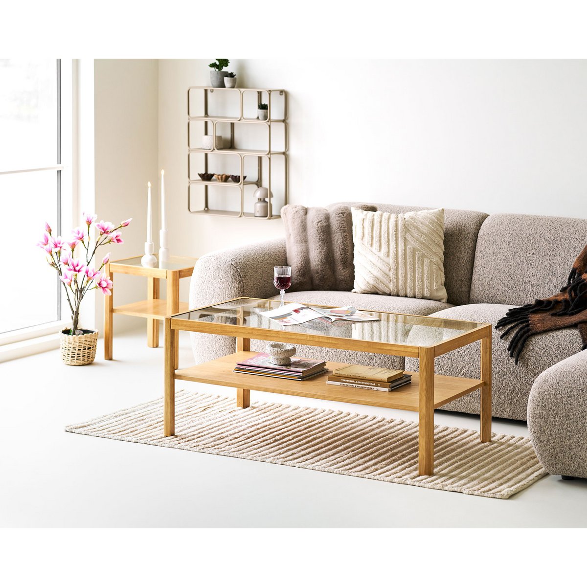 Lanciano Wandplank, metaal, beige, 48x18x64 cm