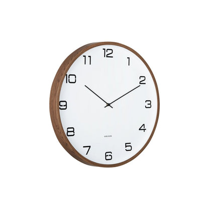 Wandklok 51 cm wit houtprint