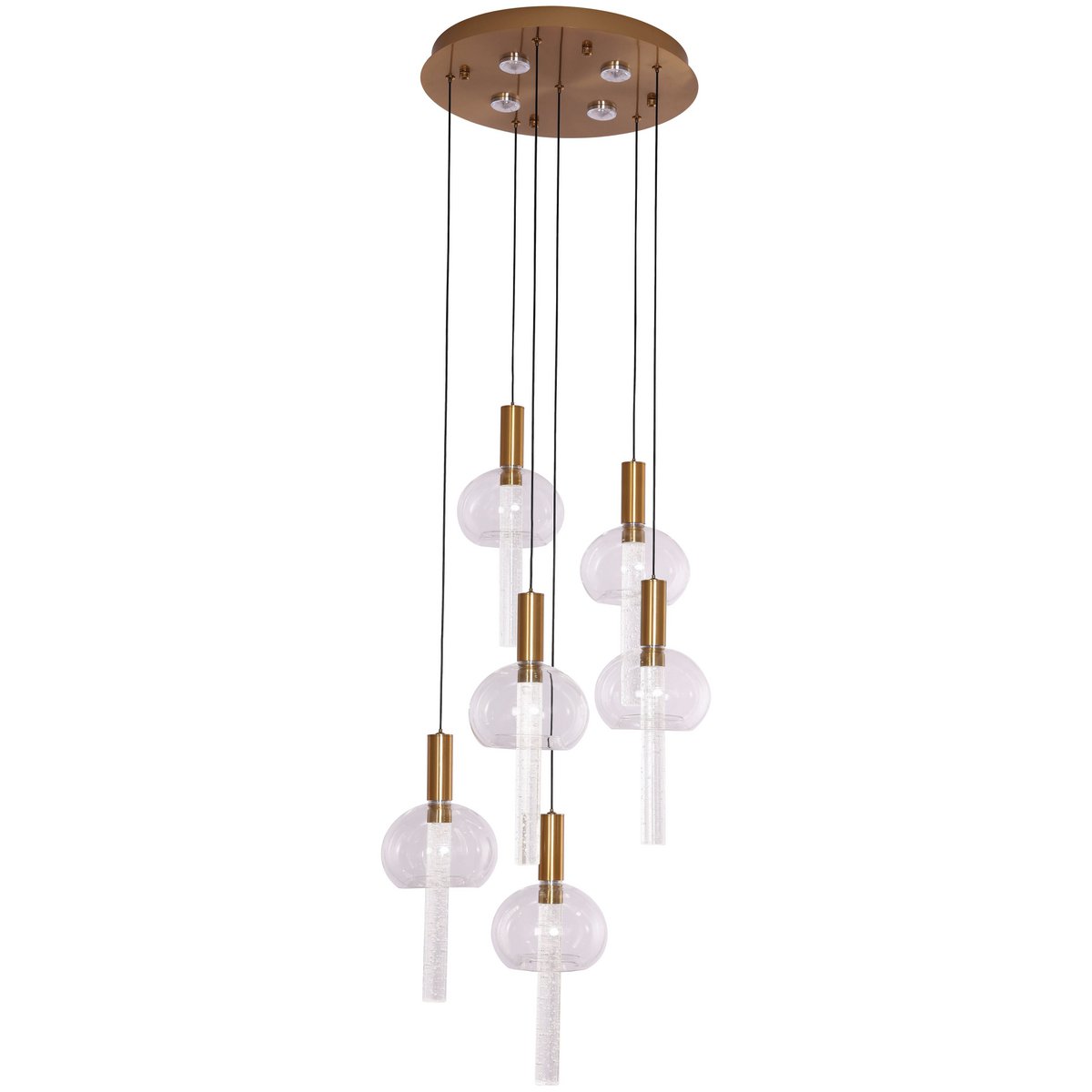 Pendant Lamp Tubey Copper Gold Six LED Points 6 to 40 cm