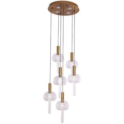Pendant Lamp Tubey Copper Gold Six LED Points 6 to 40 cm