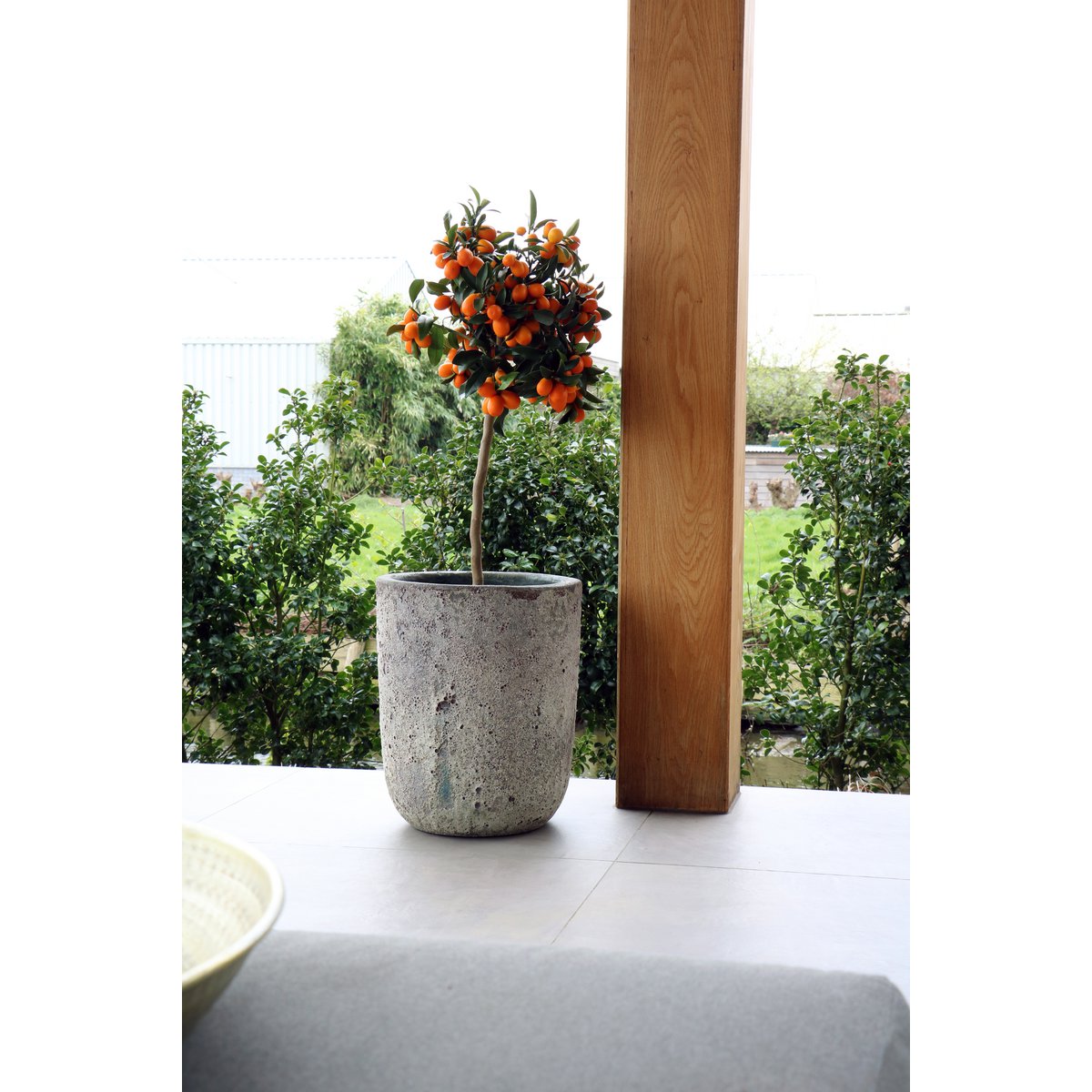 Plantenpot set aardewerk beton Ø36/26 x H45/35 cm