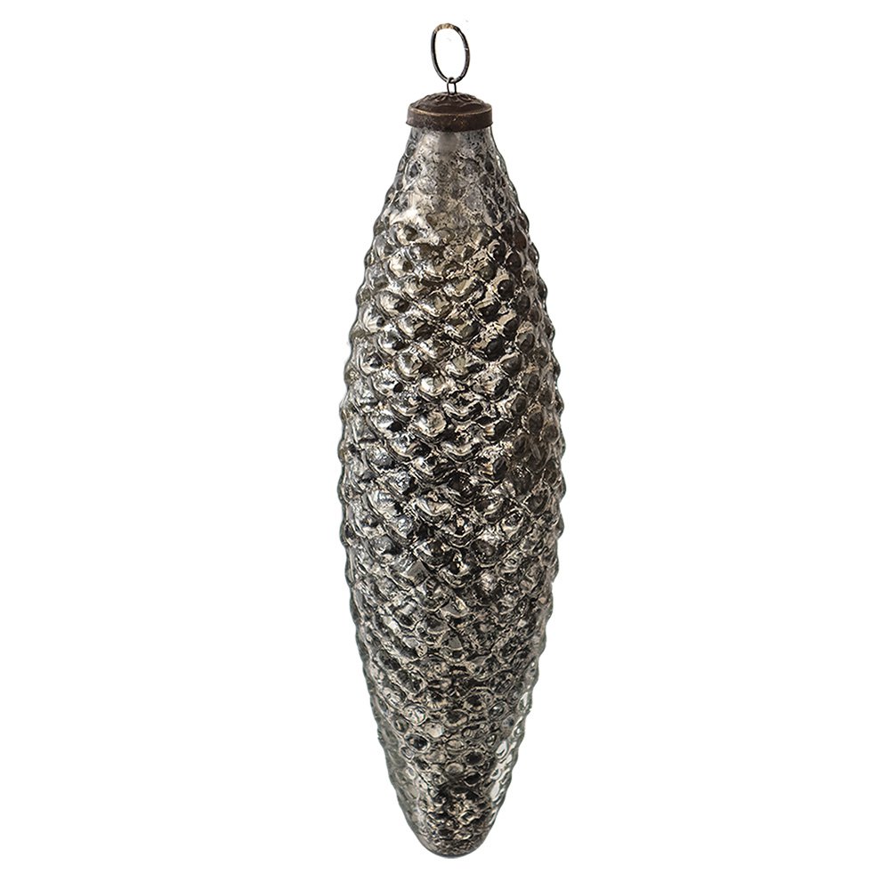 Kerstbal XL Ø 7 cm zwart zilver glas