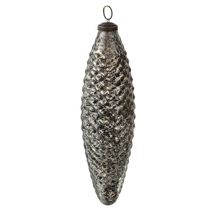 Kerstbal XL Ø 7 cm zwart zilver glas