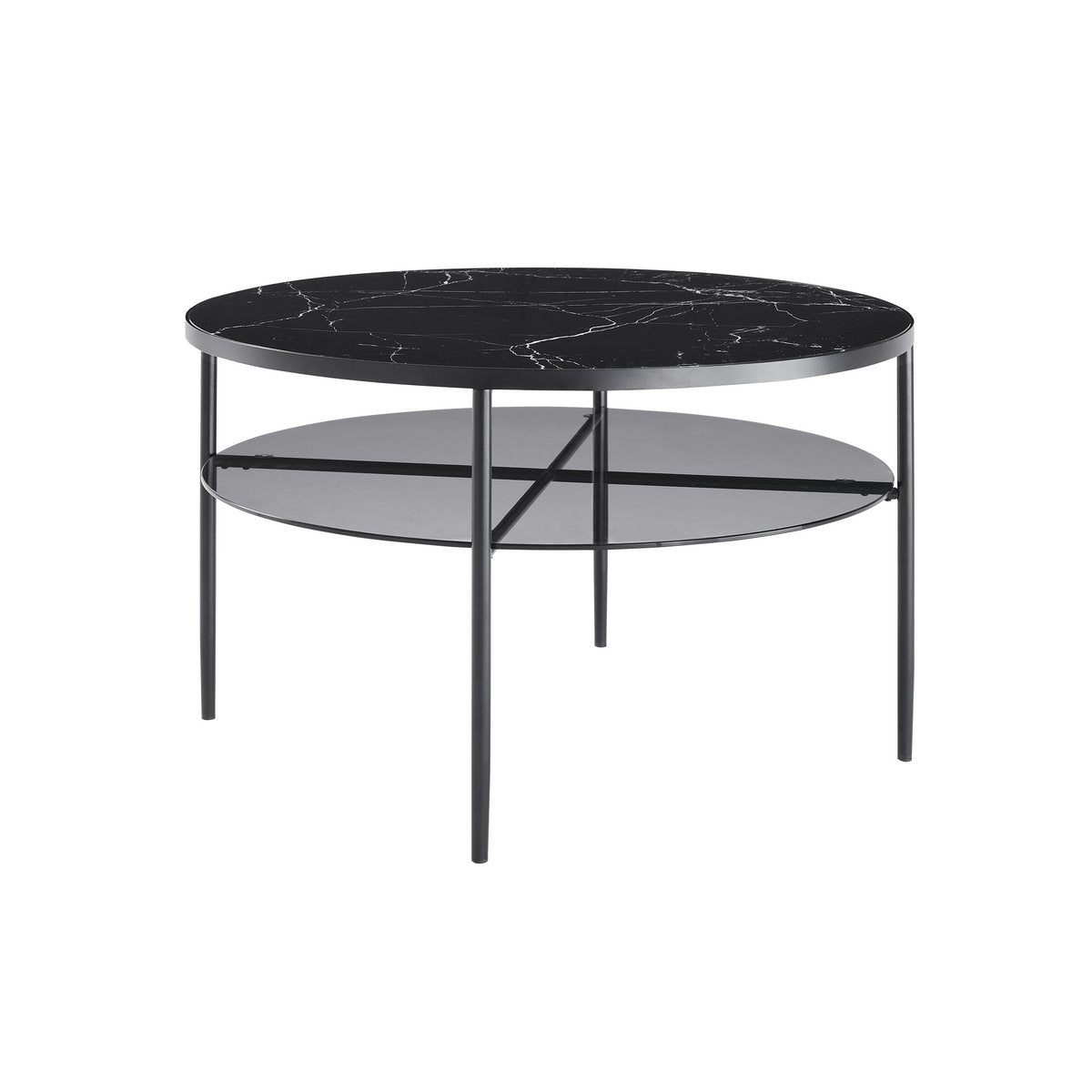 Salontafel rond Ø 81 cm zwart metaal glas