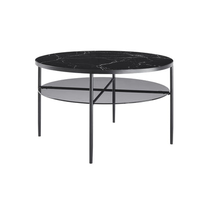 Salontafel rond Ø 81 cm zwart metaal glas