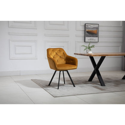 Fauteuil draaibaar 360° fluweel mosterdgeel