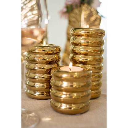 Golden ceramic candlesticks - set of 3