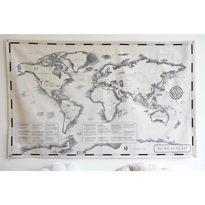 Katoenen wereldkaart 142x89 cm educatief