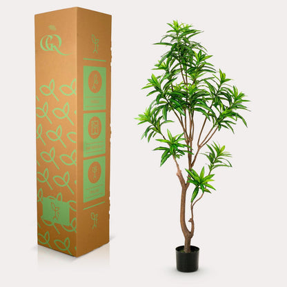 Kunstplant Dracaena 155 cm tweekleurig groen