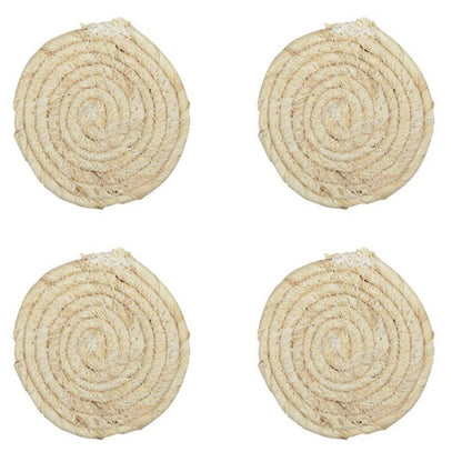 Onderzetters touw set van 4 beige 8x8 cm