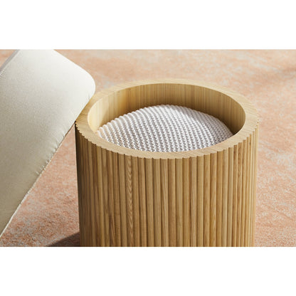 Pouf met opslagruimte Ø 50 cm natuurlijk/wit