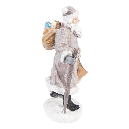 Beeld Kerstman 21 cm Grijs Bruin Kunststof Kerstdecoratie