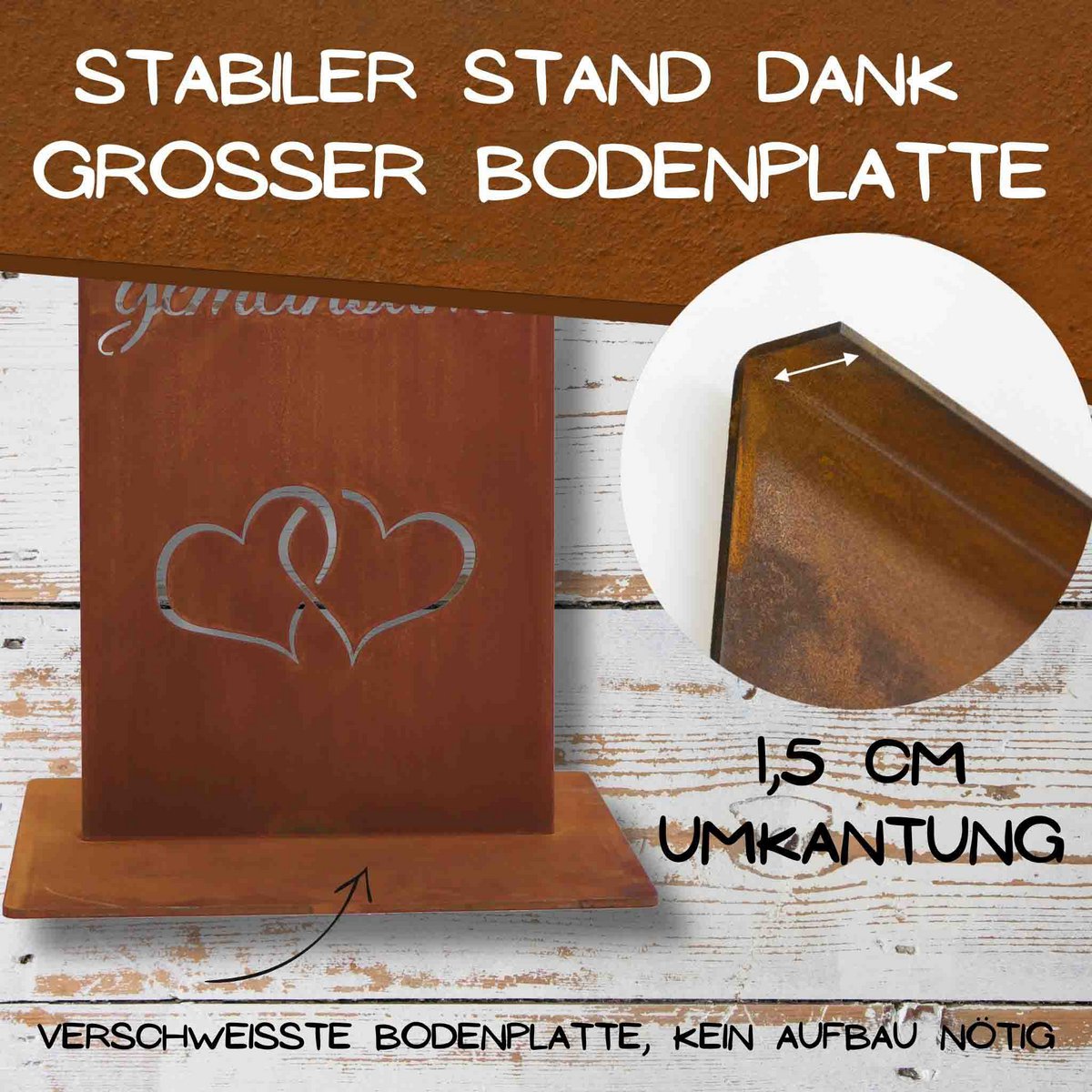 Bruiloftsbord 55x15.5 cm cortenstaal