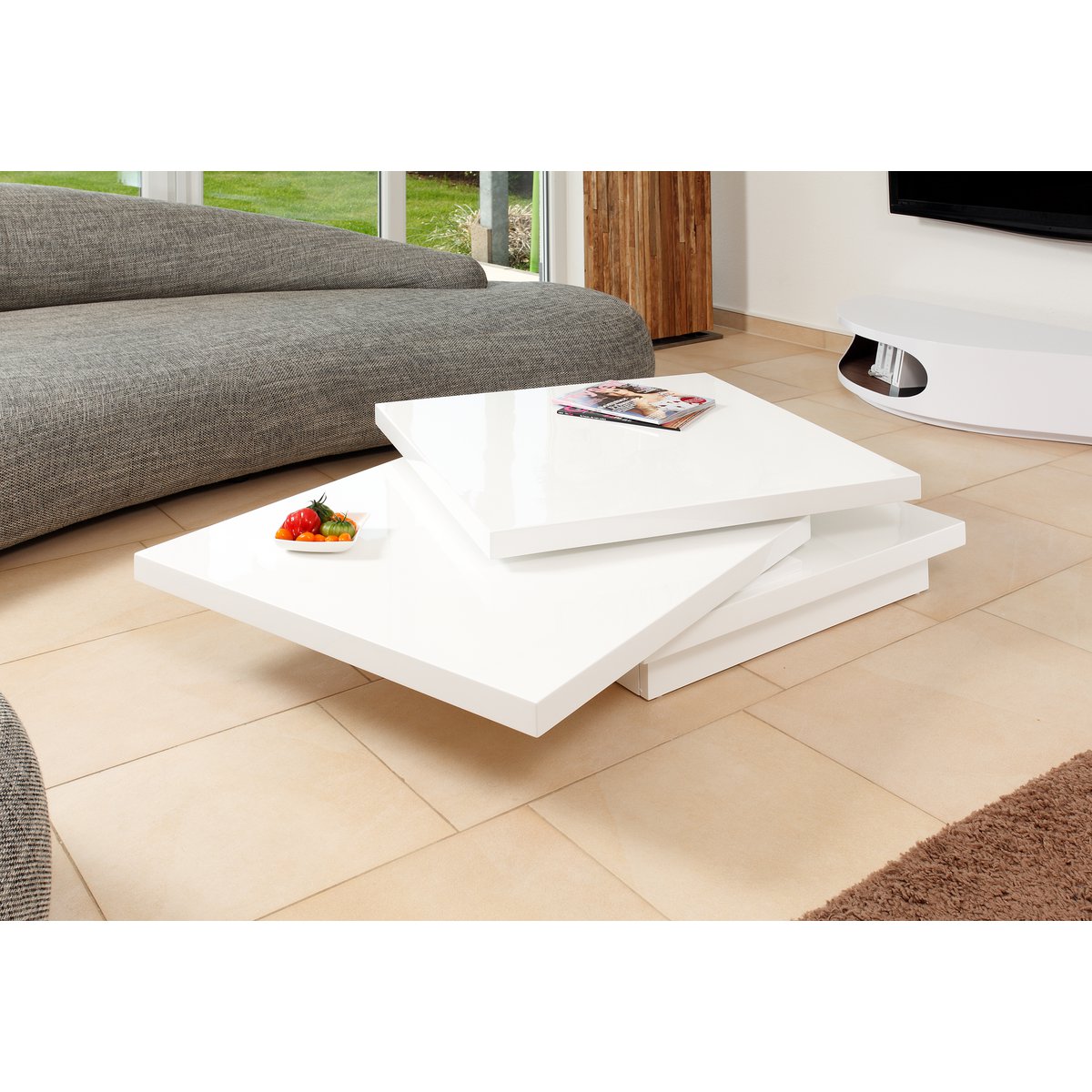 Salontafel 120x80x30 cm hoogglans wit MDF