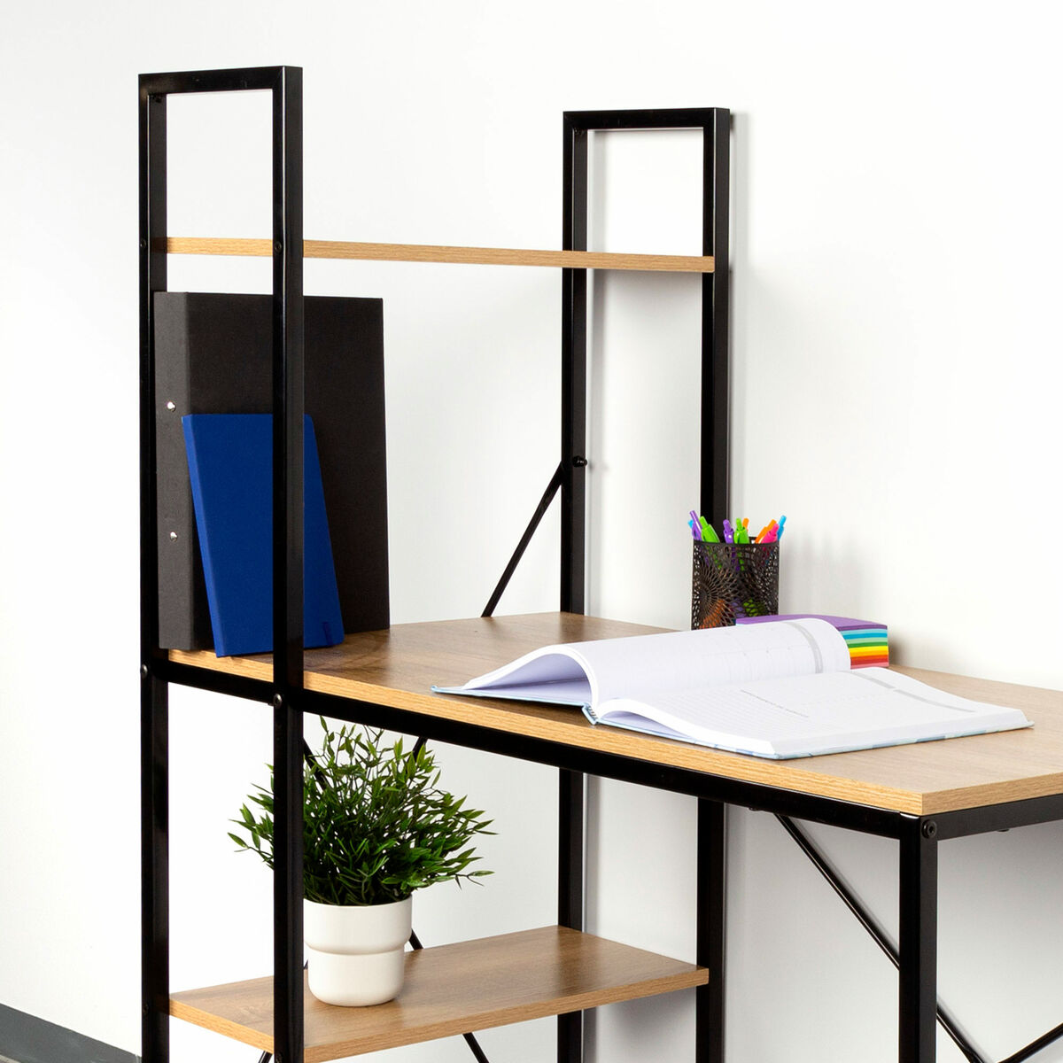 Max Home Bureau Met Plank Max Home Staal Melamine Spaanderplaat 100 X 120 X 52 Cm