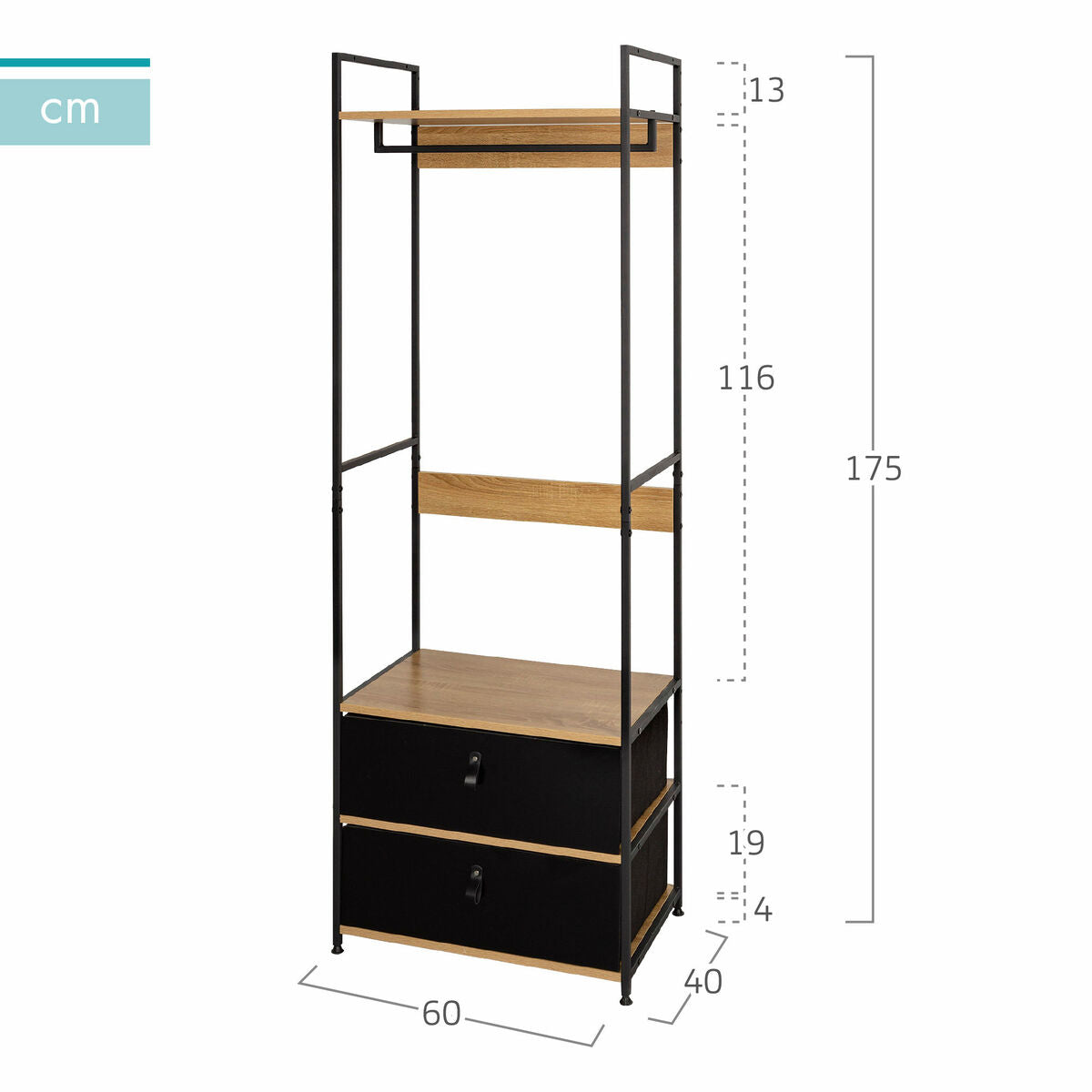 Max Home Kast Max Home Stof Staal Melamine Spaanderplaat 60 X 175 X 40 Cm