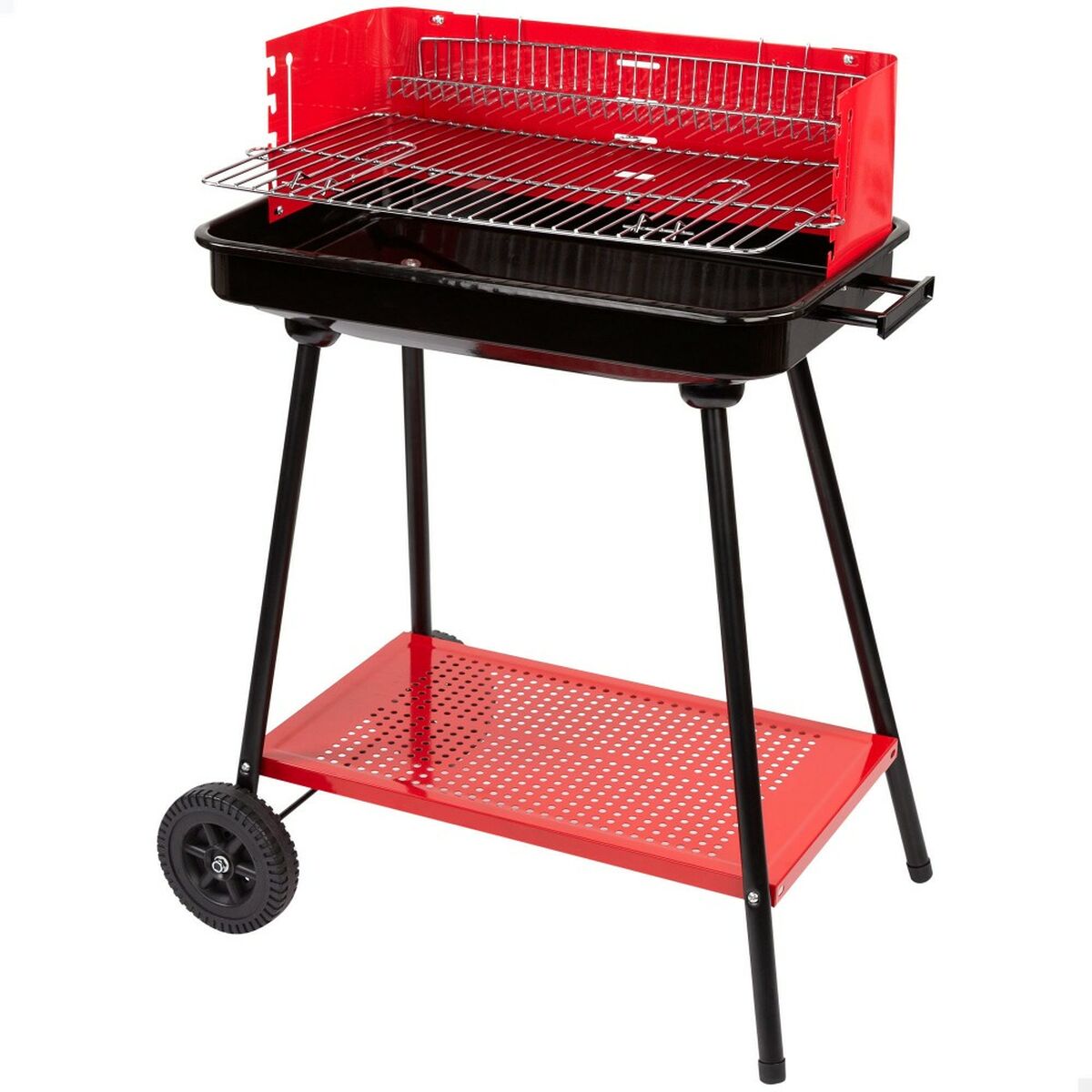 Aktive Kolenbarbecue Met Wielen Aktive Staal Plastic Geëmailleerd Metaal 66 X 85 X 44 Cm Rood