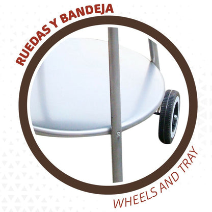 Aktive Kolenbarbecue Met Wielen Aktive Geëmailleerd Metaal 51 X 82 X 51 Cm Zwart