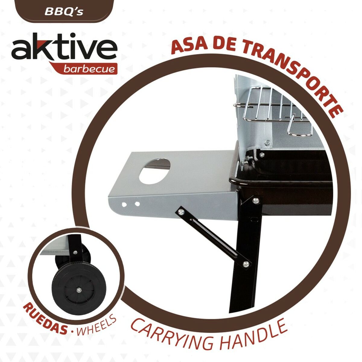 Aktive Kolenbarbecue Met Wielen Aktive Geëmailleerd Metaal 90 X 85 X 32 Cm Zwart