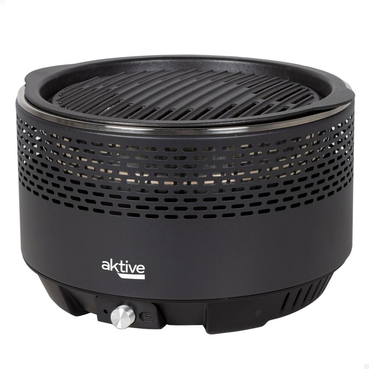 Aktive Barbecue Draagbare Aktive Rond Rook-Vrij Zwart Roestvrij Staal Ijzer 34 X 21,5 X 34 Cm