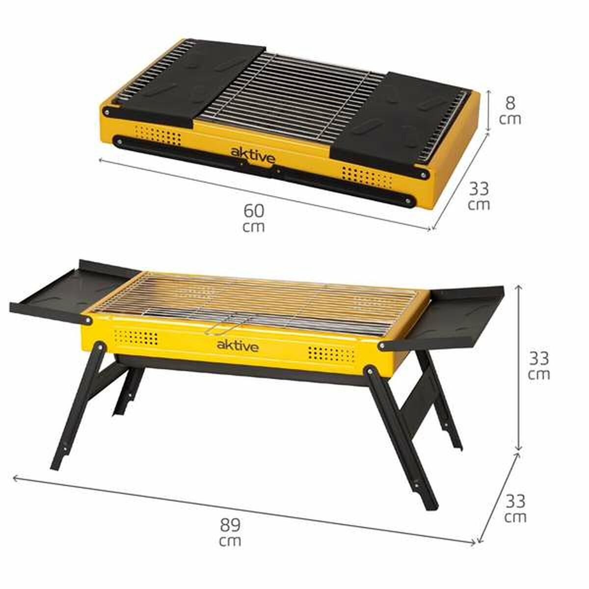 Aktive Barbecue Draagbare Aktive Staal 89 X 33 X 33 Cm Geel