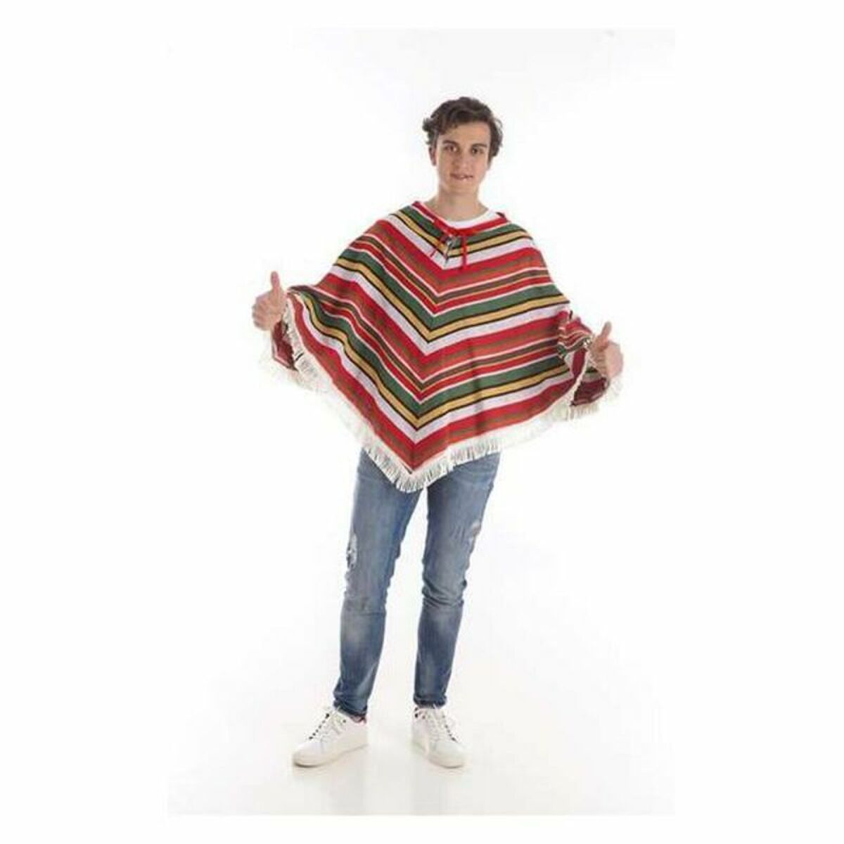 Bigbuy Carnival Kostuums Voor Volwassenen Rojo/Blanco Poncho Mexicaan L