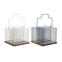 Dkd Home Decor Bestekmand Dkd Home Decor Blauw Wit Metaal Rubberwood 18 X 18 X 15 Cm (2 Stuks)