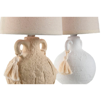 Home Esprit Bureaulamp Home Esprit Wit Beige Keramisch 220 V 15 X 15 X 28 Cm (2 Stuks)