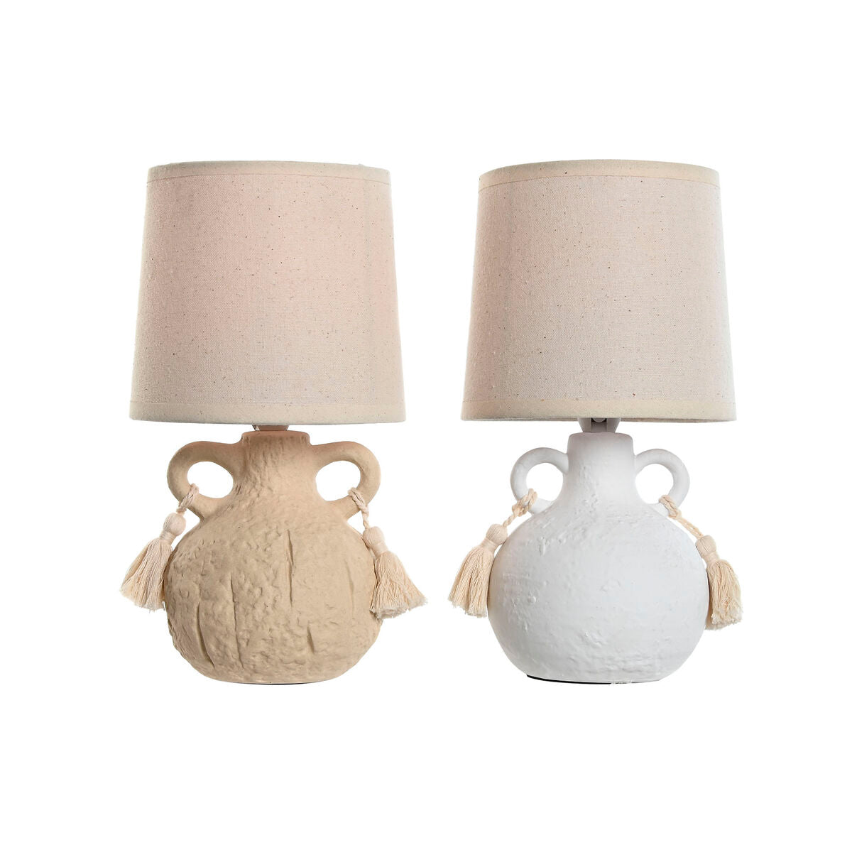 Home Esprit Bureaulamp Home Esprit Wit Beige Keramisch 220 V 15 X 15 X 28 Cm (2 Stuks)