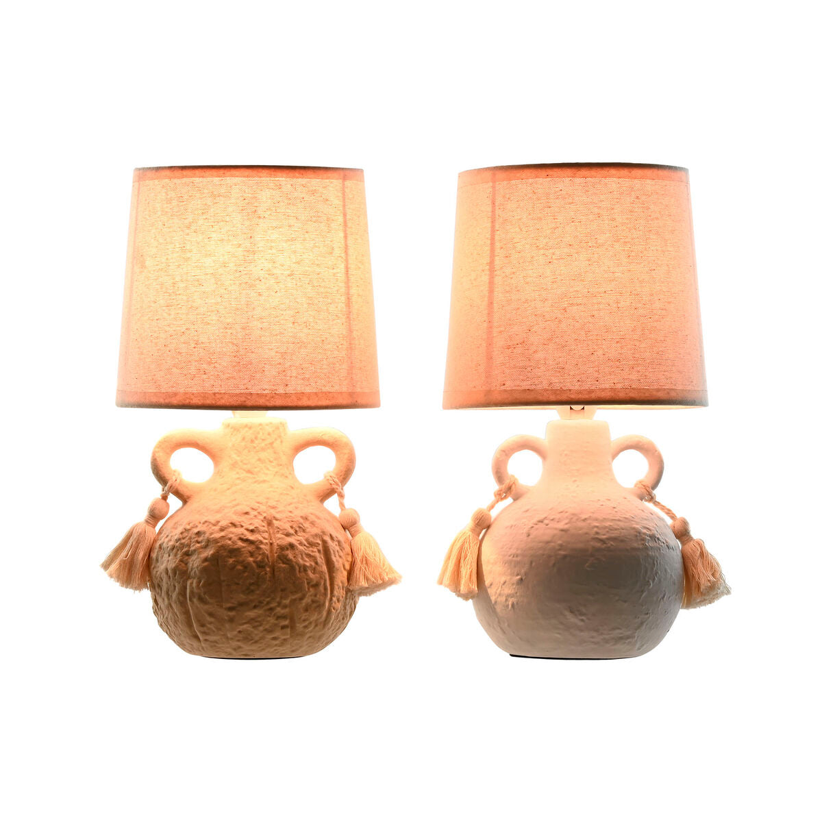 Home Esprit Bureaulamp Home Esprit Wit Beige Keramisch 220 V 15 X 15 X 28 Cm (2 Stuks)