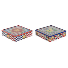 Home Esprit Box For Infusions Home Esprit Blauw Rood Multicolour Metaal Kristal Hout Mdf 24 X 24 X 6,5 Cm (2 Stuks)
