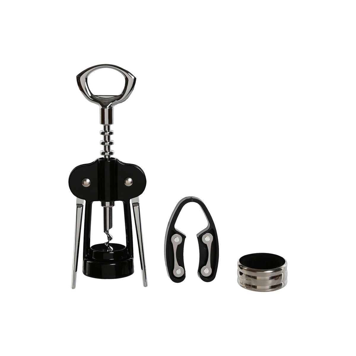 Home Esprit Set Van Wijn Accessoires Home Esprit Zwart Natuurlijk Roestvrij Staal Hout Mdf 21 X 14,5 X 5,4 Cm