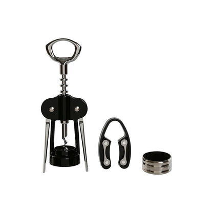 Home Esprit Set Van Wijn Accessoires Home Esprit Zwart Natuurlijk Roestvrij Staal Hout Mdf 21 X 14,5 X 5,4 Cm