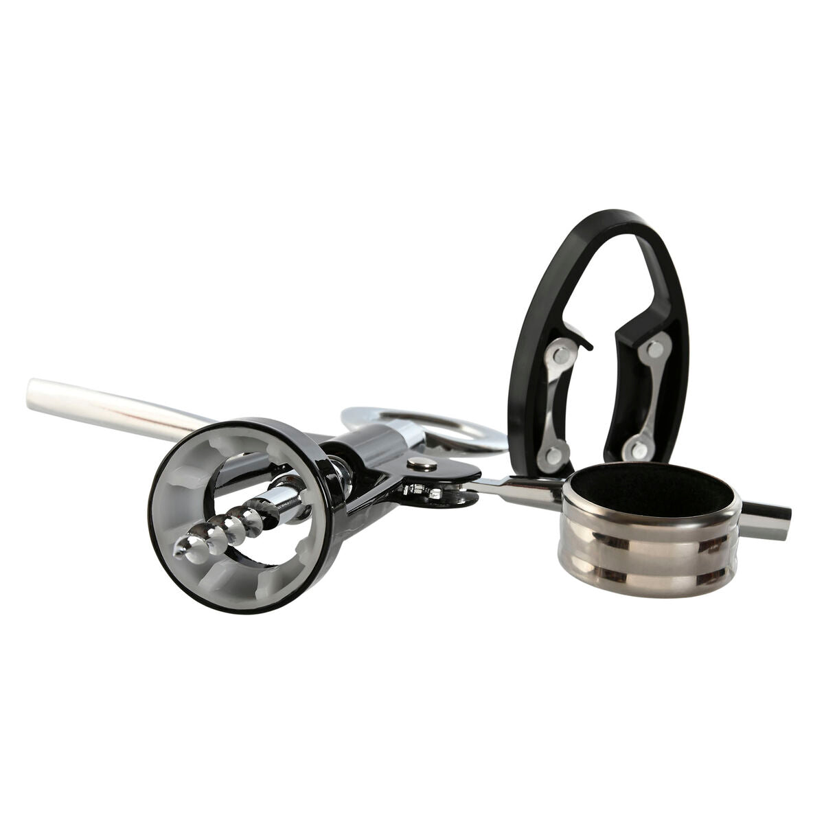 Home Esprit Set Van Wijn Accessoires Home Esprit Zwart Natuurlijk Roestvrij Staal Hout Mdf 21 X 14,5 X 5,4 Cm