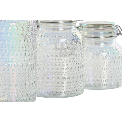 Home Esprit Set Van 3 Potjes Home Esprit Transparant Metaal Kristal 1,2 L 3 Onderdelen