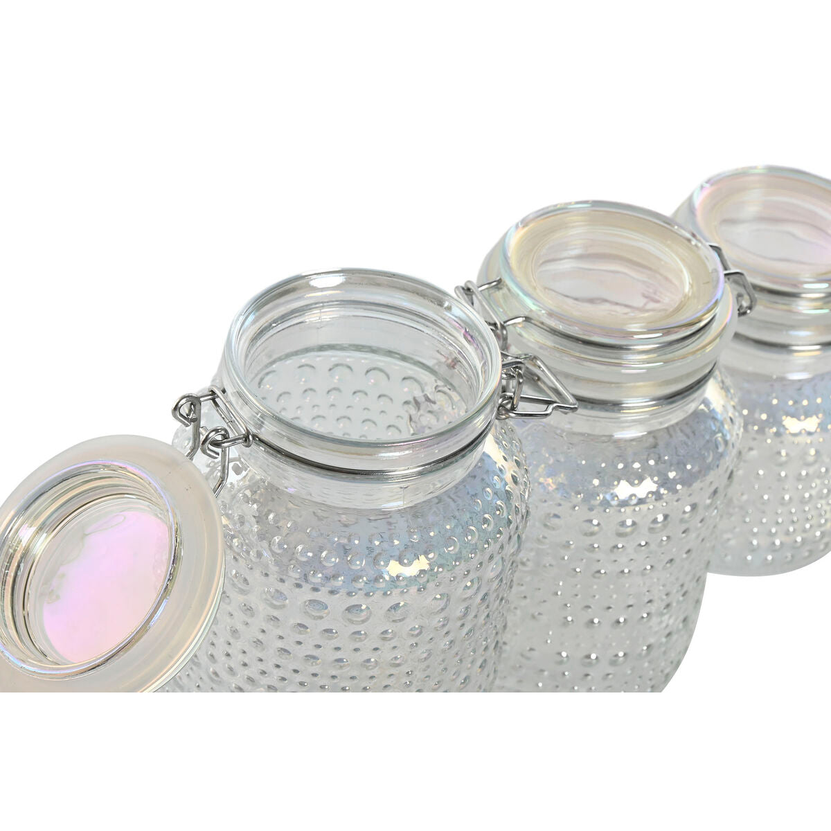 Home Esprit Set Van 3 Potjes Home Esprit Transparant Metaal Kristal 1,2 L 3 Onderdelen