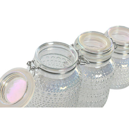 Home Esprit Set Van 3 Potjes Home Esprit Transparant Metaal Kristal 1,2 L 3 Onderdelen